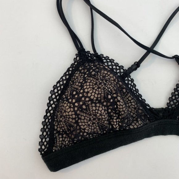 VICTORIA'S SECRET Black & Cream Lace Strappy Bralette - Picture 7 of 9